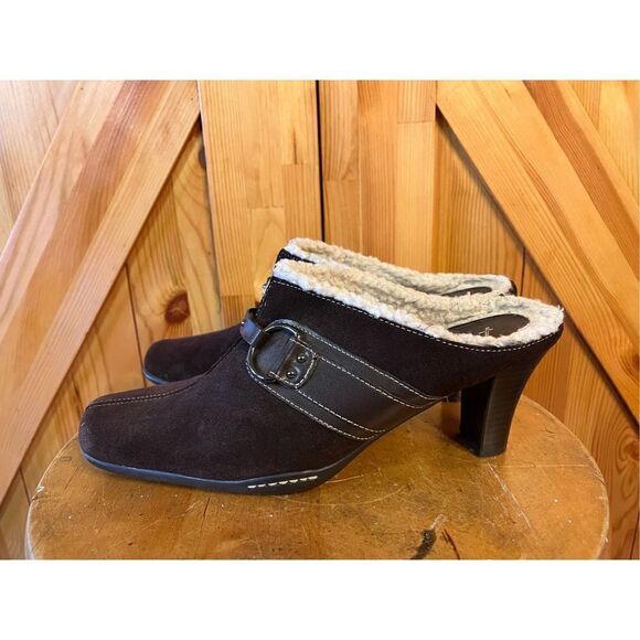 Aerosoles  Snapjack Brown Suede Leather Mule Women’s Size 10B - Picture 1 of 8